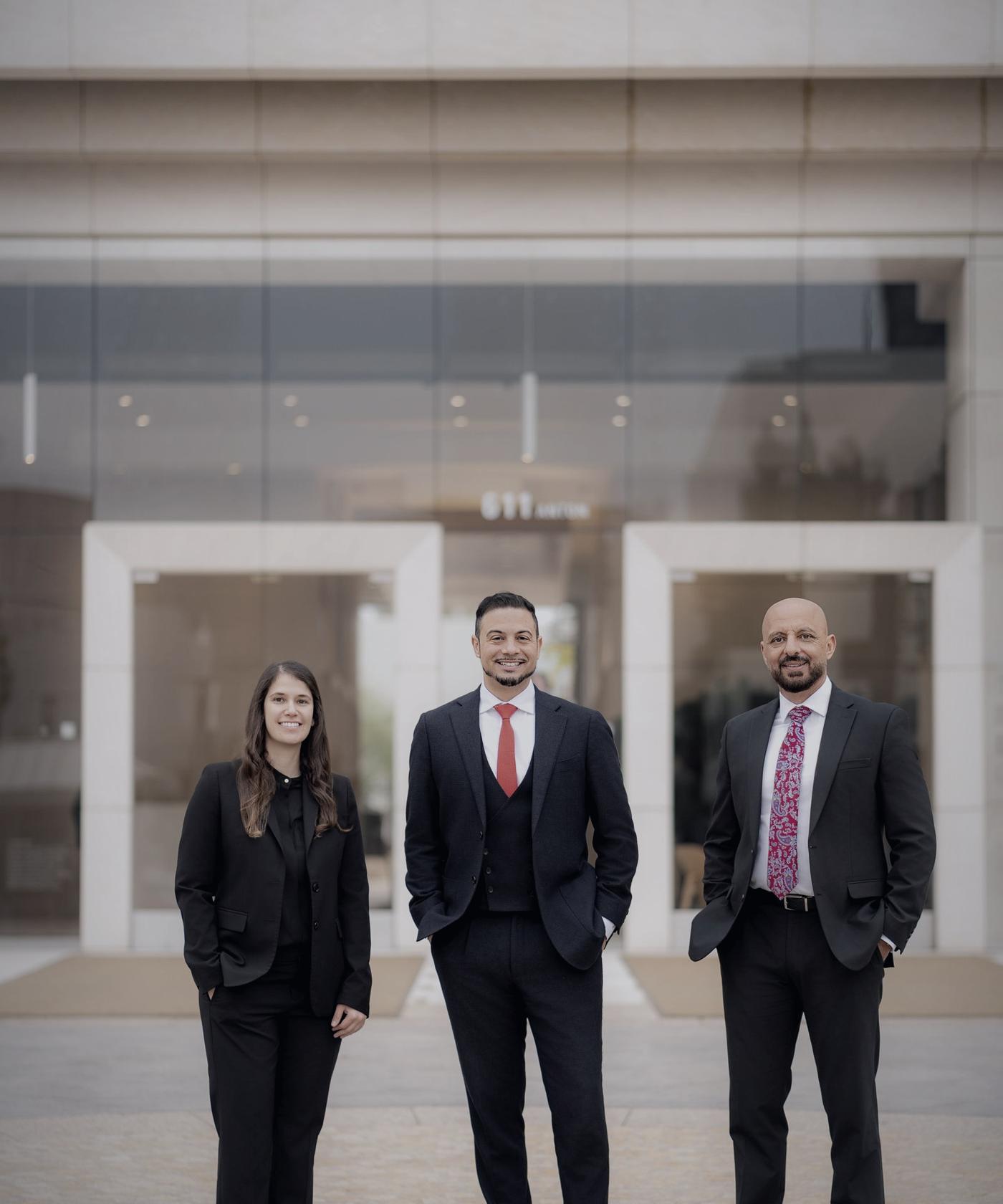 The LaCour partners outside the firm's offices